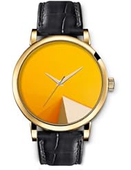 SPRAWL Aanalog Fashion Series Gold Ladies Watches of Genuine Black Leather Strap,Unique Wrist Watch for Women Girls Designed with Floor beige wall