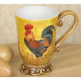 French Country Rooster Coffee Mug Cup For Kitchen Decor by Fancy Feather Collection