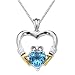 Sterling Silver and 14k Yellow-Gold Heart Shape Blue Topaz and Diamond Claddagh Pendant (.02cttw, I-J Color, I3 Clarity), 18