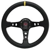 UNIVERSAL 320mm DEEP DISH STEERING WHEEL YELLOW TOP YELLOW STITCHES