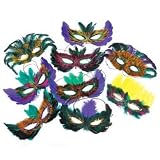 50 (Fifty) Pack of Mardi Gras Masquerade Party Feather Fantasy Masks