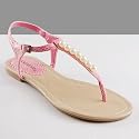 JITNEY Womens T-Strap Flat Sandals Salmon