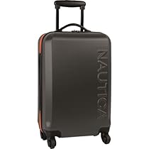 Nautica Luggage Ahoy 21 Inch Hardside Spinner, Grey/Orange, One Size
