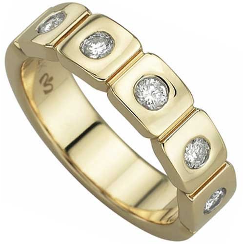0.37 Ct. T.W. Round Brilliant Cut Diamonds  14Kt. Yellow Gold. Men's Diamond Gallery Band