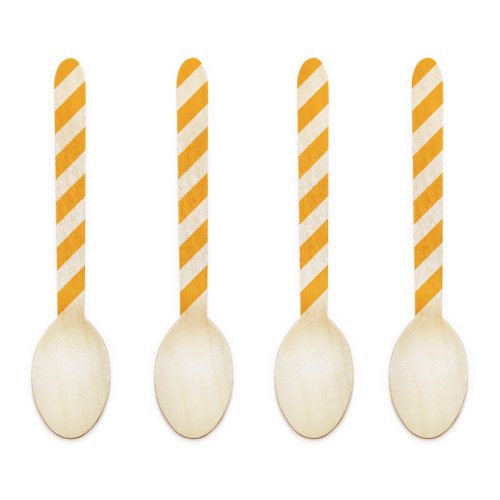 Dress My Cupcake 6.5-Inch Natural Wood Dessert Table Spoons, Orange Striped, 500-Pack