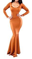 Scoop Neck Polyester/Spandex Long Sleeves Floor Length Pleated Mermaid  Dress