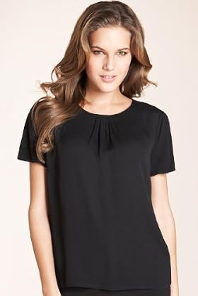 Short Sleeve Pleated Neckline Shell Top