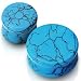 Imitation Turquoise Stone Saddle Plug - 0G (8mm) - Sold as a Pair
