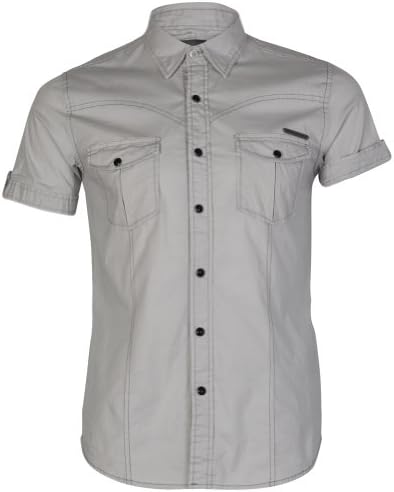 883 Police Alani Men's Folded Short Sleeve Polo Neck T-Shirt Size S Beige