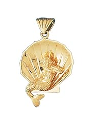 CleverEves 14K Gold Pendant 3-D Mermaid and Shell 10.8 - Gram(s)