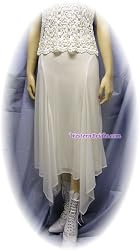 Chiffon 4 Point Hanky Hem Skirt in Ivory