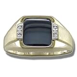 .01 ct 10mm Square Hematite Mens Gold Ring