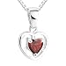 Heart Cut Garnet Pendant Necklace Sterling Silver