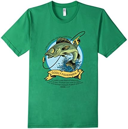 Men's Christian T-shirt - Godly Fishermen Medium Kelly Green