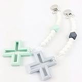 Mamimami home [マミマミホーム]歯固め授乳ジュエリー Baby ペンダント シリコン クロス[FDA認可済]安全 無味 グレー/シント 2枚セット