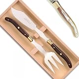 ProPassione Laguiole Fish Carving/Serving Set in Box, light horn/stainless steel handles, polished, Dimensions: l 27/24 cm