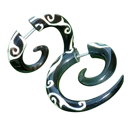 UMBRELLALABORATORY Natural Wooden Tribal Organic Bohemian Earrings Wood Boho Jewelry for Women Men Emo Goth Punk Hypoallergenic Infinity Spiral Earring