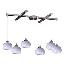 Mela - 6 Light Kitchen Island Pendant Track Lighting Fixture - Rust Bronze - White Glass -... by Elk