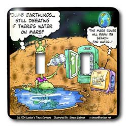 Londons Times Funny Aliens Cartoons - Water On Mars Debate Settled By Evian - Light Switch Covers - double toggle switch