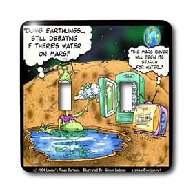 Londons Times Funny Aliens Cartoons - Water On Mars Debate Settled By Evian - Light Switch Covers - double toggle switch