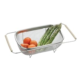 Premier Housewares Omega Stainless Steel Over Sink Drainer with Cream Handles
