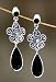 Onyx earrings, 'Black Gardenia' 0.5 W 1.7 L