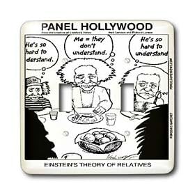 Londons Times Funny Science Cartoons - Einsteins Theory Of Relatives - Light Switch Covers - double toggle switch