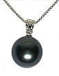 grosse, echte tahitiblaue Muschelkernperle; Sterling-Silber