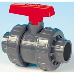 PVC Kugelhahn 50 mm mit 2 x Klebemuffe, 2 x Verschraubg.