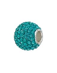 Zable (tm) Sterling Silver Teal Crystals Pandora Compatible Bead / Charm