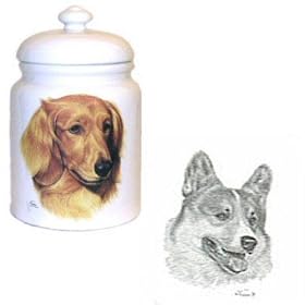 Welsh Corgi, Pembroke Cookie Jar, Porcelain by Rosalinde by