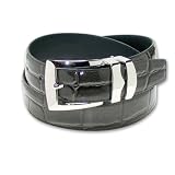 Croc Embossed OLIVE GREEN Bonded Leather Belt Silver-Tone Buckle Regular