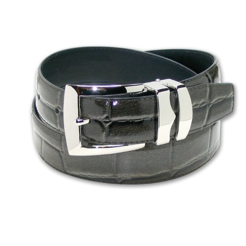 Croc Embossed OLIVE GREEN Bonded Leather Belt Silver-Tone Buckle Extra-Long XL