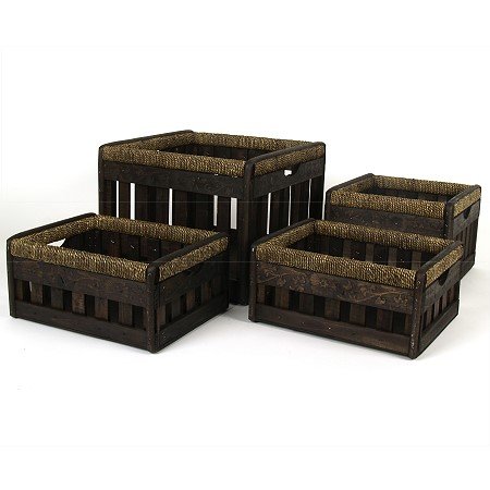 4-TLG. KORBSET HOLZKORB KORB HOLZBOX HOLZ ORNAMENT