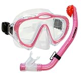 PROMATE Junior Snorkeling Scuba Diving Mask DRY Snorkel Set for kids - Pink - MaskSnorkel only
