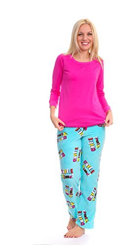 Emme Jordan Ladies Fluffy 2 Pieces (Red Long Sleeve &amp; " Coffee Time" Long Pant) Gift Set (X-Large)
