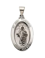 Devout 14k White Gold St. Jude Medal Pendant