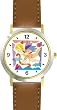 Cupid with Bow & Arrow in Pastel - Cherub, Angel or Cupid Theme - WATCHBUDDY&reg; DELUXE TWO-TONE THEME WATCH - Arabic Numbers - Brown Leather Strap-Size-Large ( Men's Size or Jumbo Women's Size )