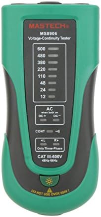 Ms8906 Multi-Function 12V-600V Voltage/Continuity/Live Circuit/Phase Sequence Tester Detector Meter With Flashlight