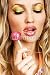 Wallmonkeys Peel and Stick Wall Decals - Beutiful Woman with Creative Makeup Holding a Candy - Removable Graphic