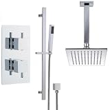Rhine thermostatic shower with 8 square head and hand held