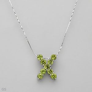 Necklace With 3.00ctw Genuine Peridots Beautifully Crafted in 925 Sterling silver. Total item weight 5.0g Length 16in