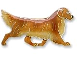 Running Golden Retriever Dog Sterling Silver and Enamel Pin by Zarah