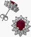 10 Karat White Gold Diamond & Ruby Gemstone Earrings