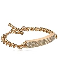 Kenneth Cole New York "Bracelet Item" Gold Pave Toggle Identification Bracelet, 7"