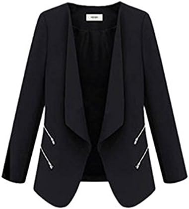 Women Fashion Zipper Pocket Suit Long Sleeve Blazer