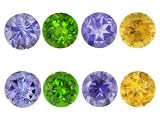 4MM ROUND TANZANITE CHROME DIOPSIDE SPESSARTITE GARNET AND IOLITE SET OF 8
