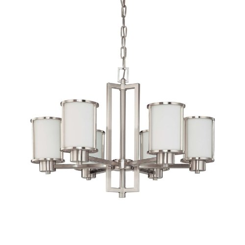 Nuvo 60/2853 6 Light Chandelier with Satin White Glass