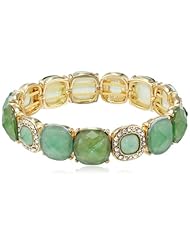 Napier "Vivid Water" Gold-Tone Green Stretch Bracelet, 2.5"