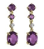 10k Yellow Gold Amethyst and Diamond Earrings